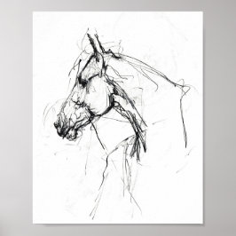 Elegant Horse Portrait Sketch - Premium Poster