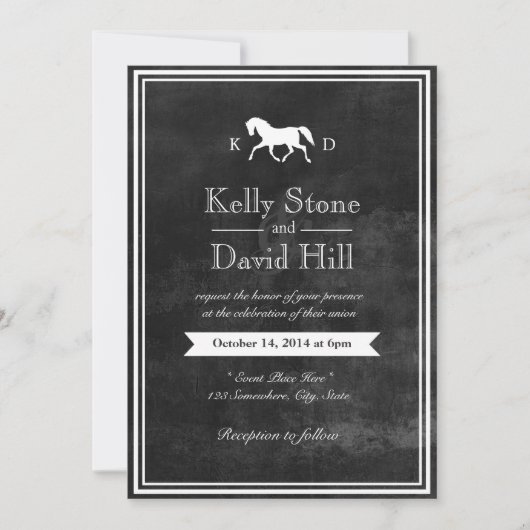 Elegant Horse Wedding Invitations Kaart (Voorkant)