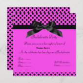 ELEGANT HOT PINK BLACK BOW BACHELORETTE INVITE KAART (Voorkant / Achterkant)