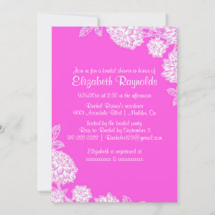 Elegant Hot Pink Bridal Shower-uitnodigingen Kaart