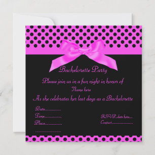ELEGANT HOT PINK DOTTED BACHELORETTE INVITE KAART