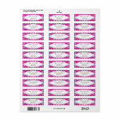 Elegant Hot Pink en Zilver Embossed Damask Etiket (Full Sheet)