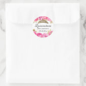 Elegant Hot Pink Floral Quinceanera Ronde Sticker (Tas)