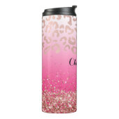 Elegant Hot Pink Glitter Leopard Ombre Thermosbeker (Gedraaid links)