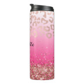 Elegant Hot Pink Glitter Leopard Ombre Thermosbeker (Geroteerd rechts)