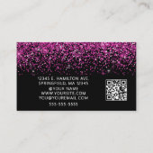 Elegant Hot Pink Glitter Photo QR Code Visitekaartje (Achterkant)