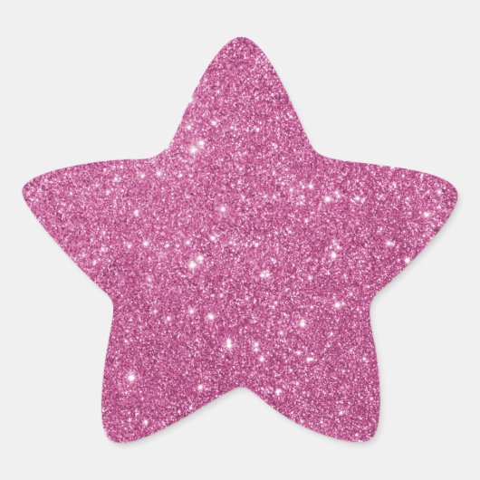 Elegant Hot Pink Glitter Star Sticker (Voorkant)
