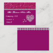 ELEGANT HOT PINK GLITTER Visitekaartje (Voorkant / Achterkant)