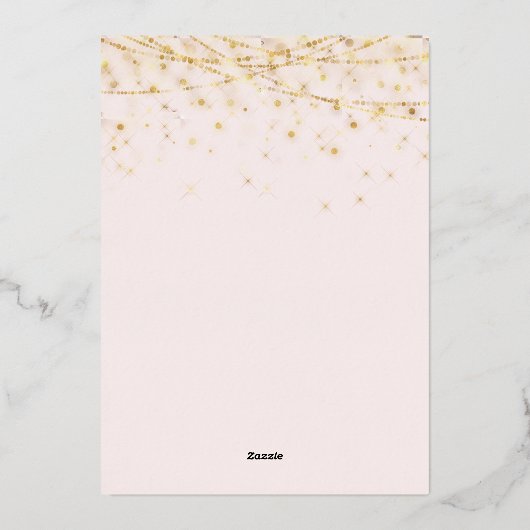 Elegant Hot Pink Gold Ornaments Kerstfeest Folie Uitnodiging (Achterkant)