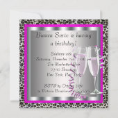 Elegant Hot Pink Leopard verjaardagsfeestje Kaart (Achterkant)