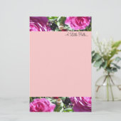 Elegant Hot Pink Rozen Briefpapier (Staand voorkant)