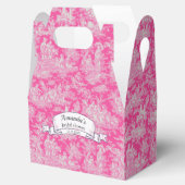Elegant  hot pink toile de jouy monogram bedankdoosjes (Geopend)