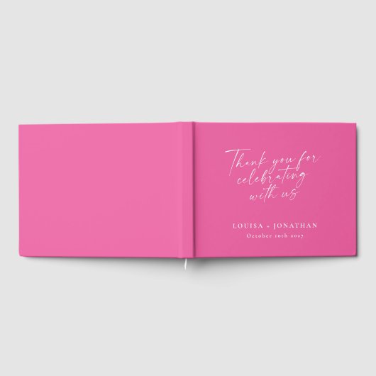 Elegant Hot Pink Trendy Script Custom Dank u Gastenboek (Volledig)