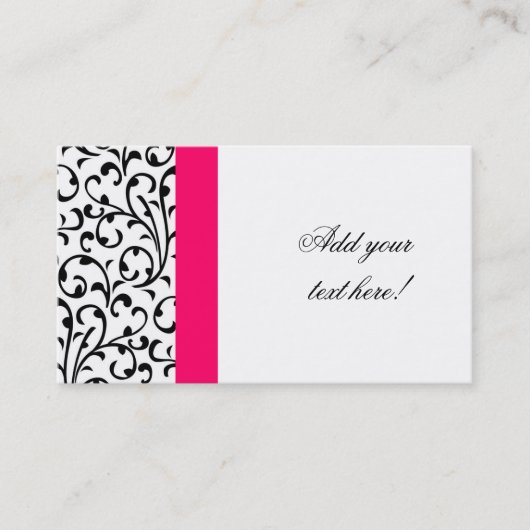 Elegant Hot Pink Visitekaartje Modern Damask (Voorkant)
