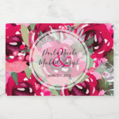 Elegant Hot Pink Waterverf Floral Wedding Mini Sparkling Wijnetiket (Enkel label)