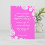 Elegant Hot Pink Wedding Invitations Kaart (Staand voorkant)