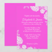 Elegant Hot Pink Wedding Invitations Kaart (Voorkant / Achterkant)