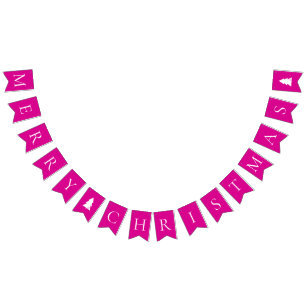 Elegant Hot Pink White kerst Vlaggetjes
