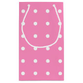 Elegant Hot Pink White Polka Dots Pattern for her Klein Cadeauzakje (Achterkant)