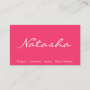 Elegant Hot Pink White Script Font Visitekaartje