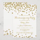 Elegant Housewarming Party Gold Glitter Confetti Kaart (Voorkant / Achterkant)