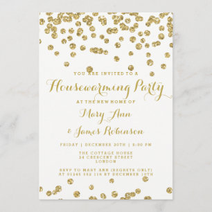 Elegant Housewarming Party Gold Glitter Confetti Kaart