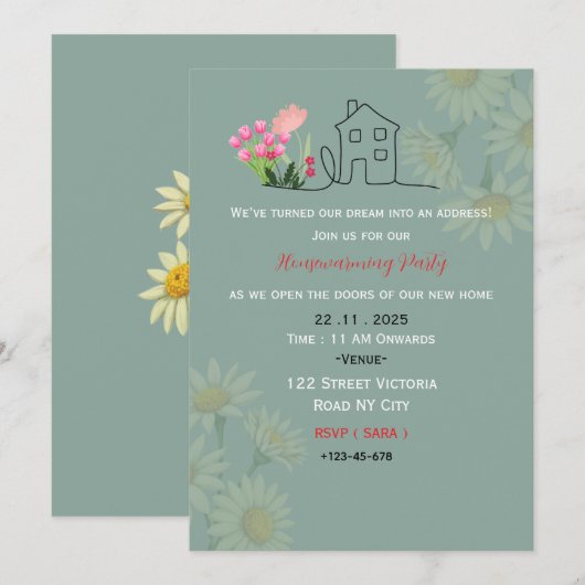 Elegant Housewarming Party Invitation Kaart (Voorkant / Achterkant)