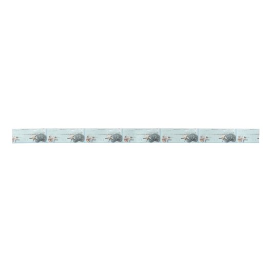 Elegant hout Blauw Zeeschelpen Strand Bruiloft gun Lint (Voorkant)