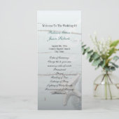 Elegant hout Blauw Zeeschelpen Strand Huwelijkspro Programma (Staand voorkant)