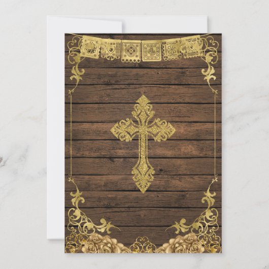 Elegant Hout Schattige Meisje Primera Comunión Gou Kaart (Achterkant)