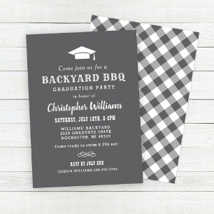 Elegant Houtskool Achtertuin BBQ Afstudeerfeestje Kaart