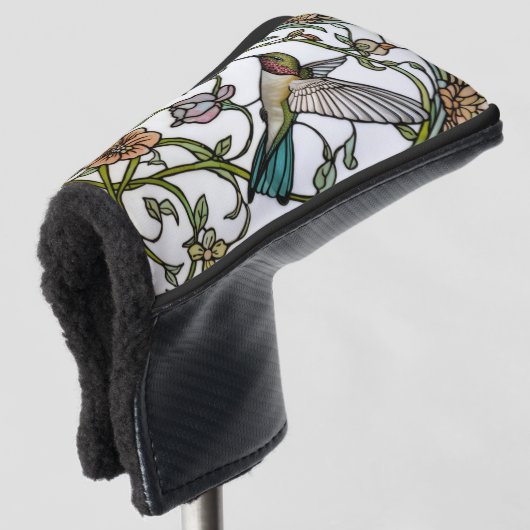 Elegant hummingbird artwork botanical boho chic golfheadcover (3/4 voorkant)