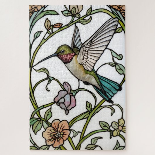 Elegant hummingbird artwork botanical boho chic legpuzzel (Verticaal)