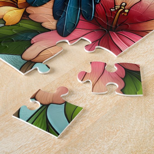 Elegant Hummingbird Glas in lood Effect Legpuzzel (Zijkant)