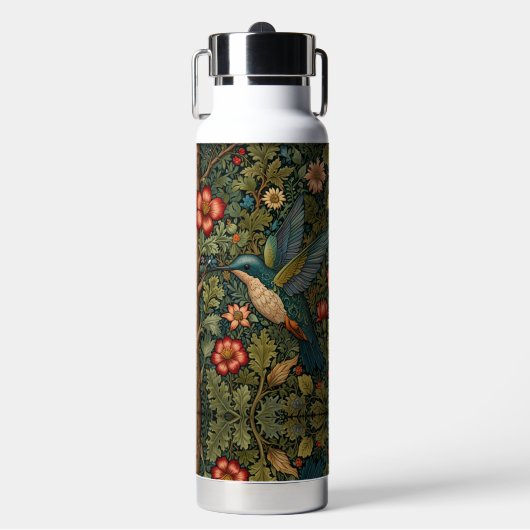 Elegant Hummingbird kunstwerk bohemian floral Waterfles (Voorkant)