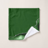 Elegant Hunter Green Agate Geode Silver Glitter (Gant de toilette)