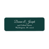 Elegant Hunter Green Custom Wedding Retouradres Etiket (Voorkant)