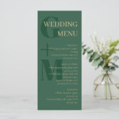 Elegant Hunter Green Tan Typography Wedding Menu (Staand voorkant)