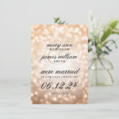 Elegant huwelijk / Elopement Copper Bokeh Lights Aankondiging (Staand voorkant)
