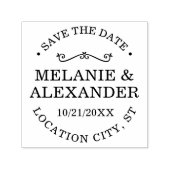 Elegant Huwelijk Koppel Rond Opslaan De Datum Zelfinktende Stempel (Design)