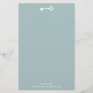 Elegant huwelijksbriefpapier met vintage sleutel briefpapier