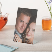 Elegant Huwelijksfoto Save The Date Pilaar Bord