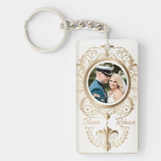 Elegant huwelijksgeschenk voor bruid en bruidegom sleutelhanger (Voorkant)
