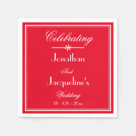 Elegant Huwelijkspapier met Rode Romantische Lette Servet