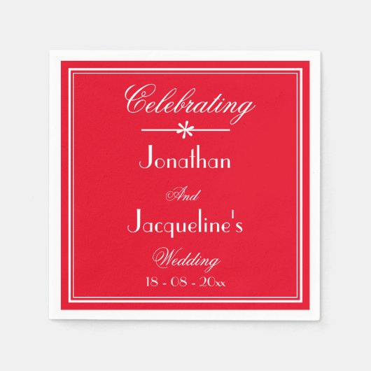 Elegant Huwelijkspapier met Rode Romantische Lette Servet (Voorkant)