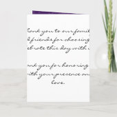 Elegant huwelijksprogramma Flowery Heart Paarse Programma (Achterkant)