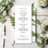 Elegant huwelijksprogramma met mooie kalligrafie