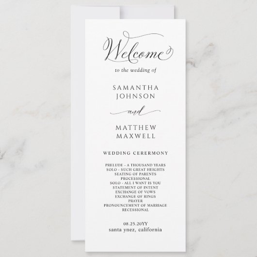 Elegant huwelijksprogramma met mooie kalligrafie (Voorkant)