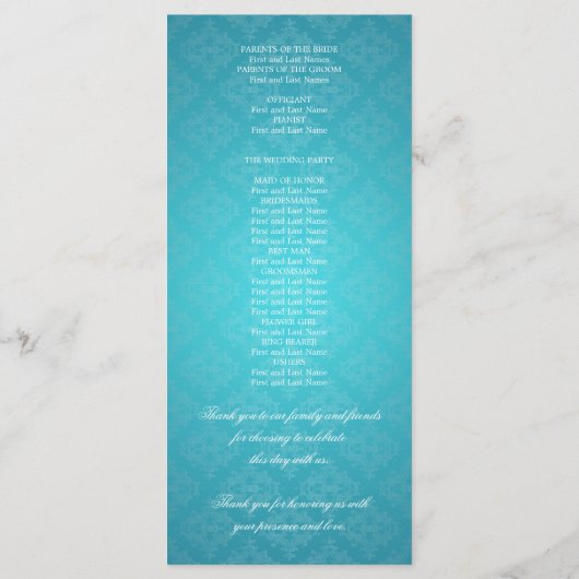 Elegant huwelijksprogramma Royal Crown Blue Programma (Achterkant)