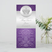 Elegant huwelijksprogramma Royal Crown Paarse Programma (Staand voorkant)